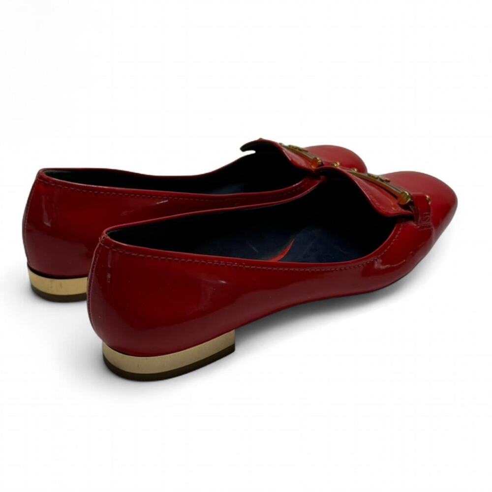 Tory Burch Rare Red All Leather Patent Gold Tone Womens Size 6 Loafers Casual - Picture 4 of 8